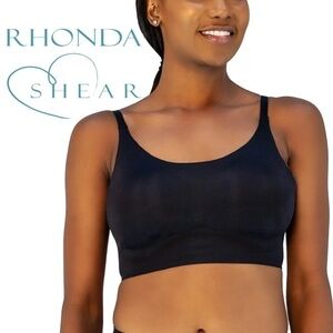 Rhonda Shear Bra Style 9603 Black Body Bralette Adjustable Racerback straps NIP